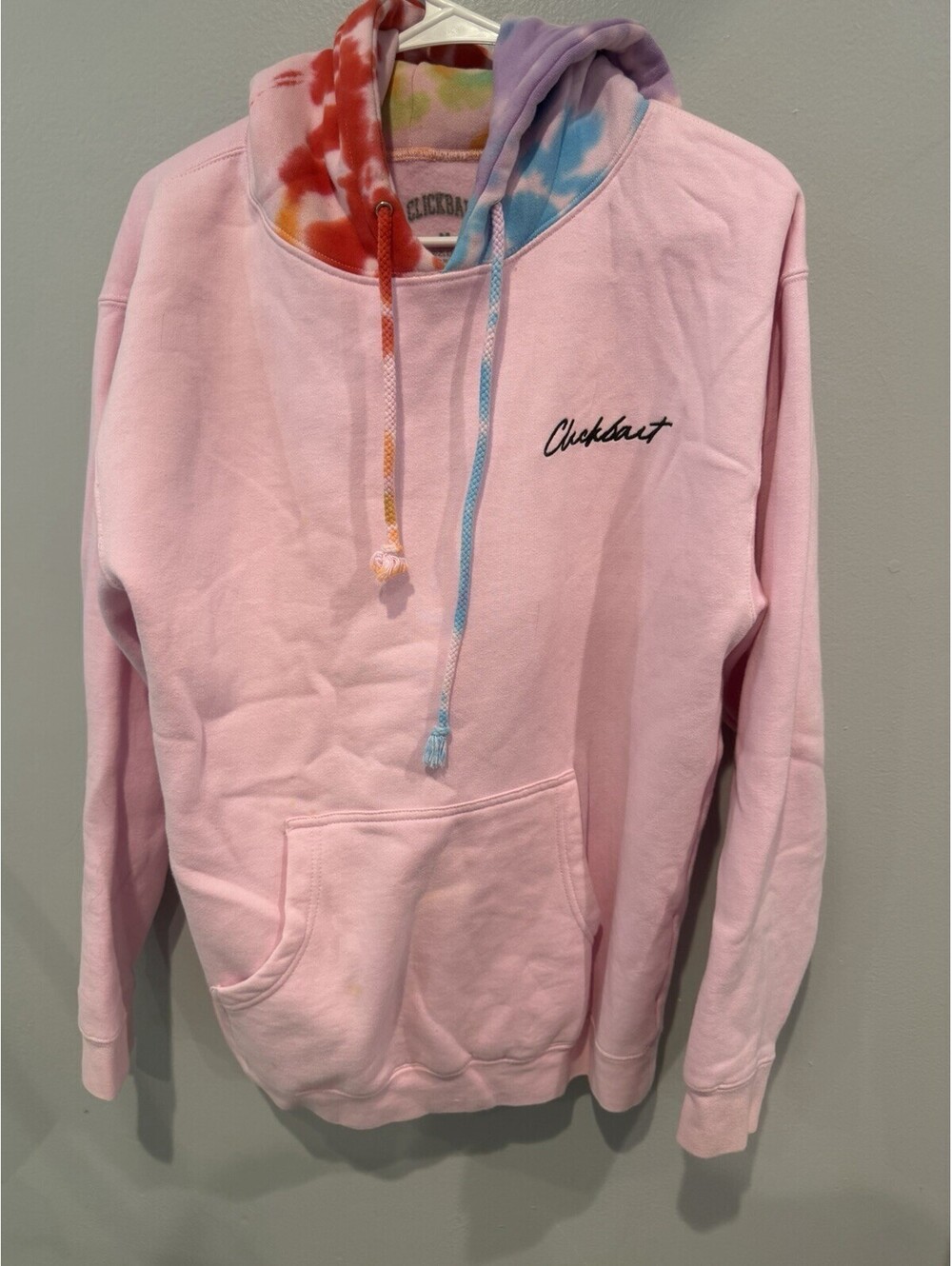 Clickbait Pink Tie Dye Hooded Pullover Hoodie Sweatshirt Women’s Size M